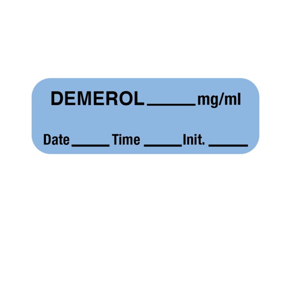 Label, Demerol 1/2" x 1-1/2" Blue w/Black